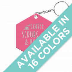 Coffee, Scrubs, and Rubber Gloves Hexagon Keychain